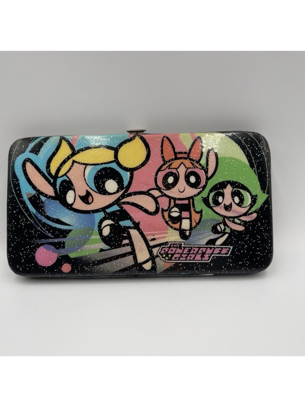 Y2K Powerpuff Girls Black Glitter Clutch Card Wallet Cartoon Network Nostalgia